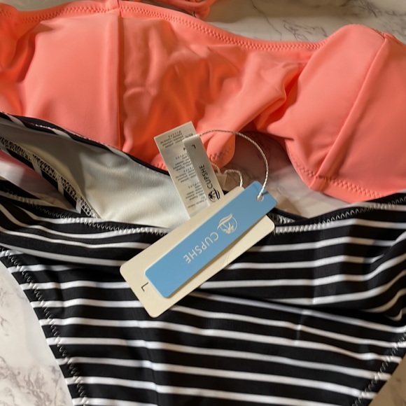 NWT CUPSHE Pink w/stripe bikini set - Picture 8 of 11